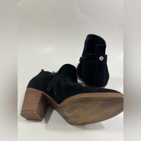Sam Edelman Women’s Size 6 Black Suede ‘Mathia’ Stacked Heel Side Zip Ankle Boot - Picture 7 of 12